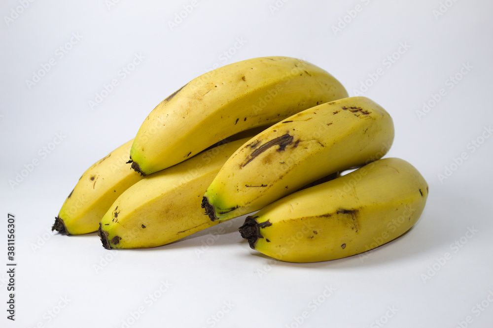 Tropical bananas from Brazil with white background