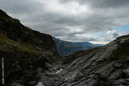 Hike to Trolltunga  Odda  S  rfjord Norwegen  Scandinavia  14km each way  more than 900m uphill