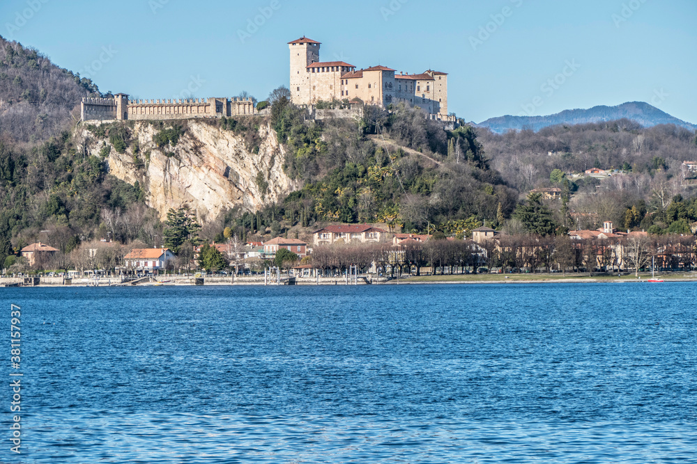 Landscape of the castle of Angera and the city Landscape of the castle of Angera and the city
