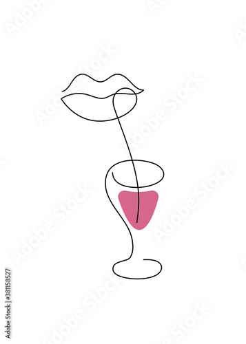 Poster with lips, soft drink and cocktail straw