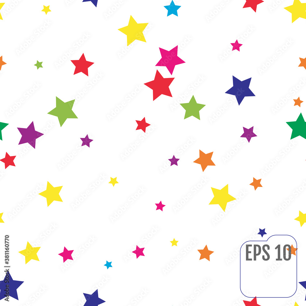 Seamless Pattern with Colorful Stars.
