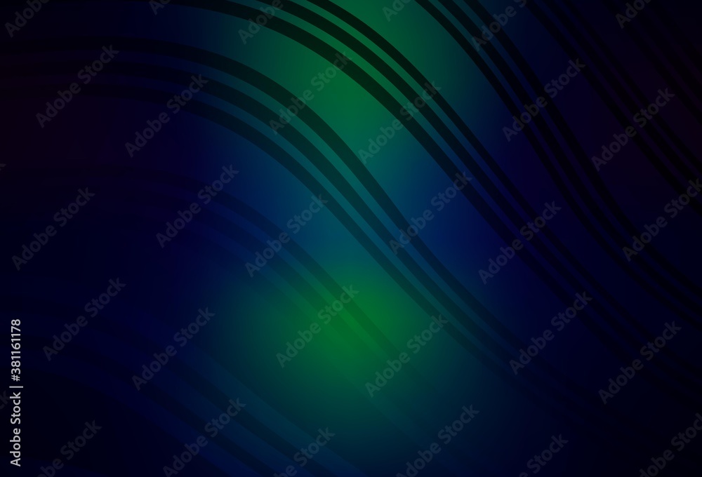 Fototapeta premium Dark Blue, Green vector texture with curved lines.