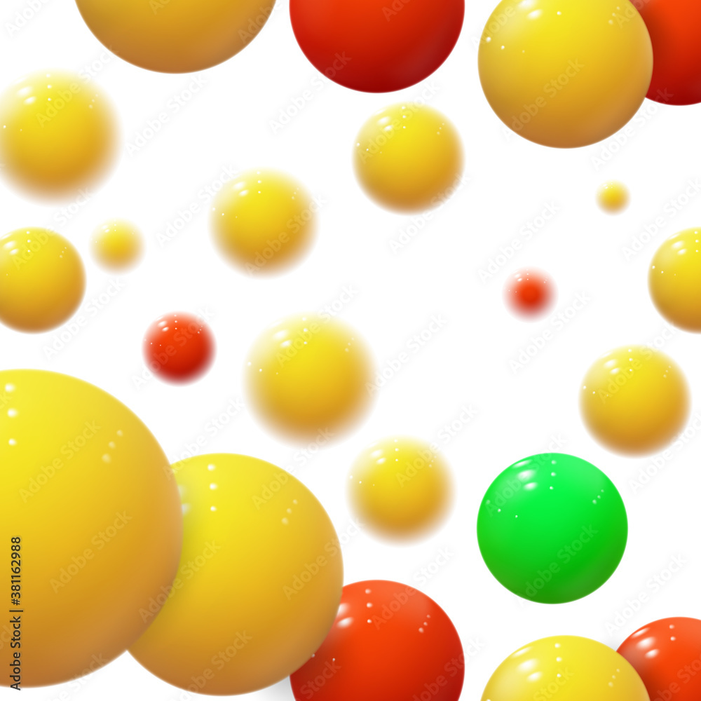 Realistic colored spheres. Plastic bubbles. Glossy balls
