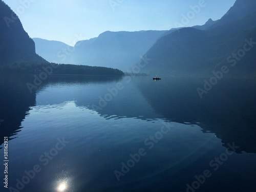 lake with the mountains at the morning in Hallstatt Upper Austria © April Wong