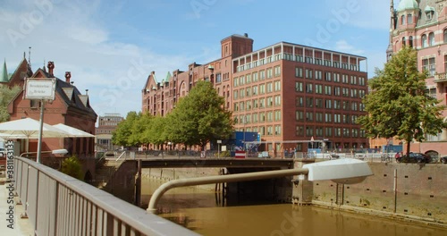 The ancient streets of Spächertat in Hamburg, Germany. 23. August. 2020. Unesco World Cultural Heritage (Speicherstadt) in Hamburg, Germany.