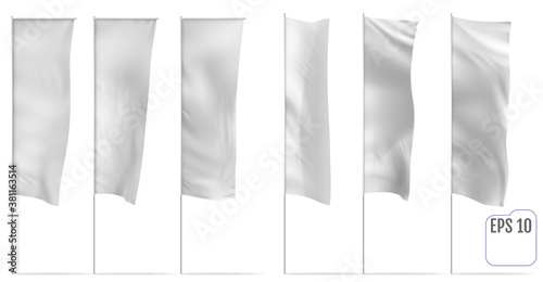 White banner flags. Vector set