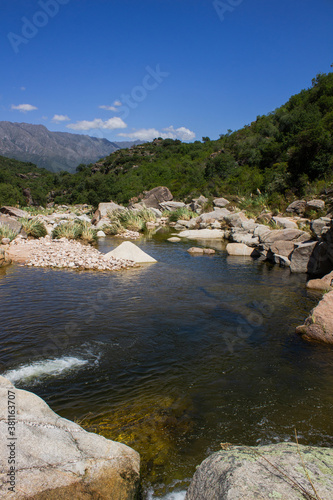 Typical landscape of river and rocks in Cordoba, Argentina. Nono, traslasierra photo