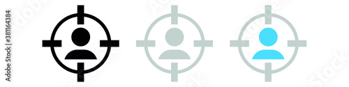 target audience focus icon, Marketing targeting a user or sniper sniping flat vector icon for apps and websites