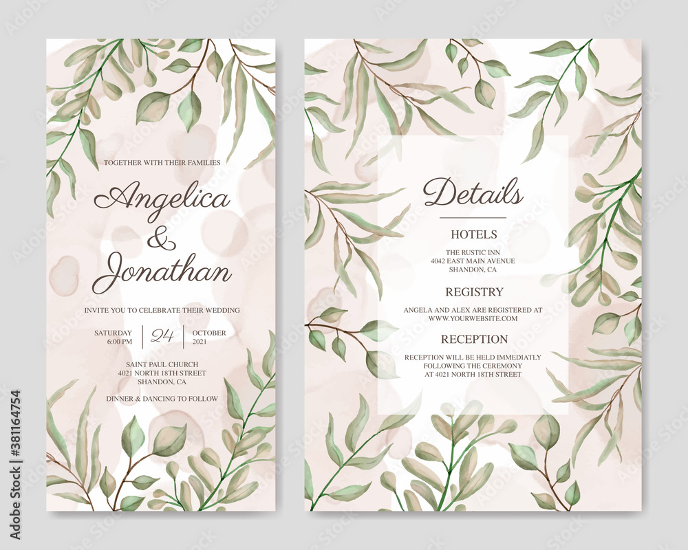 Obraz Lovely wedding invitation with beautiful watercolor floral