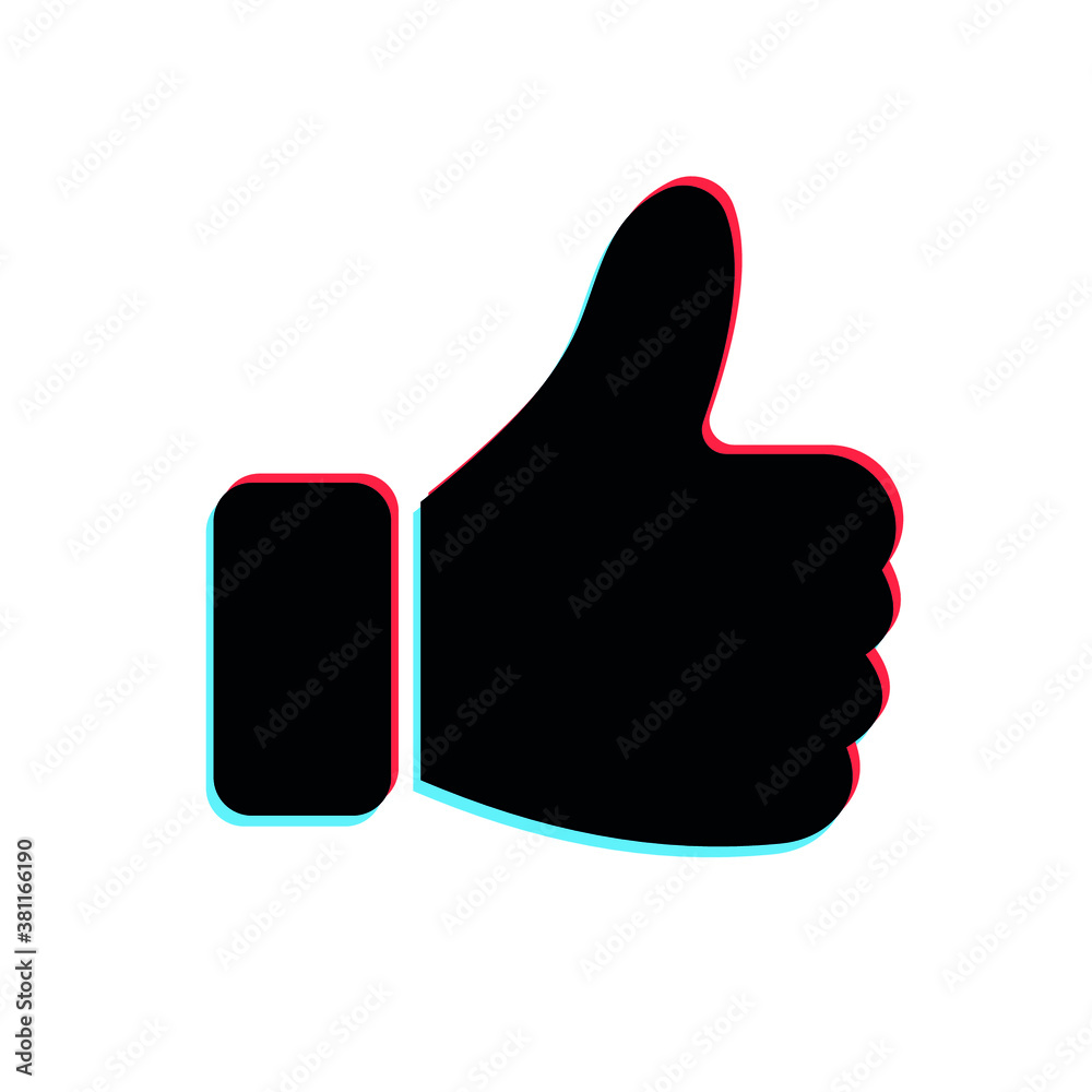 Like icon in glitch style, Thumbs Up symbol Like icon in glitch style, Thumbs Up symbol