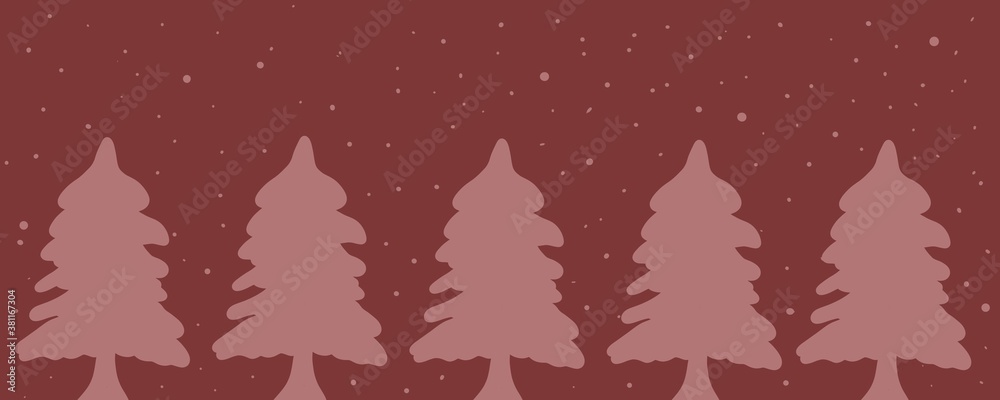 Christmas trees with snow background