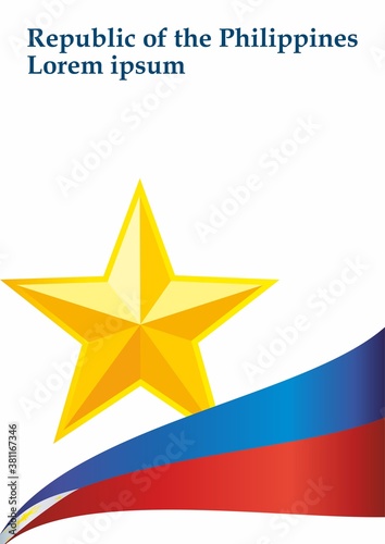 Flag of the Philippines, Republic of the Philippines. Template for award design, an official document with the flag of the Philippines. Bright, colorful vector illustration.
