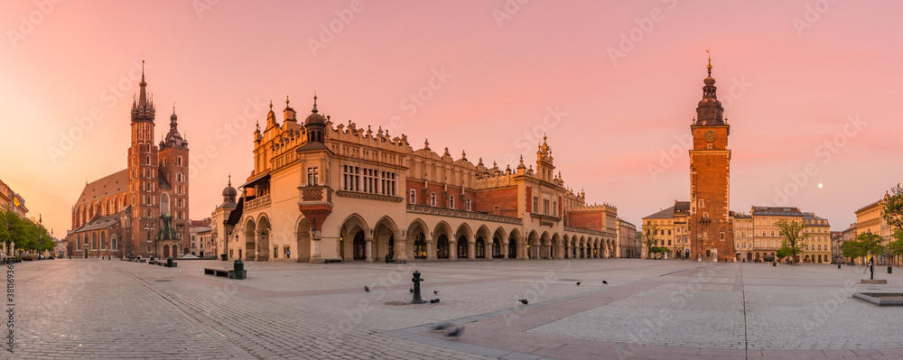 custom made wallpaper toronto digitalMain square (Rynek Glowny) panorama, colorful sunrise, Krakow, Poland