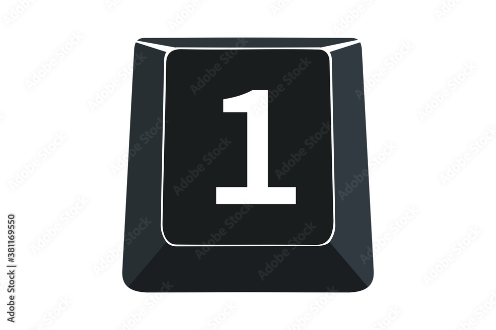 1 key on computers keyboard with white background 1 key on computers keyboard with white background