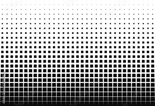 Geometric pattern of black squares on a white background. Seamless in one direction.