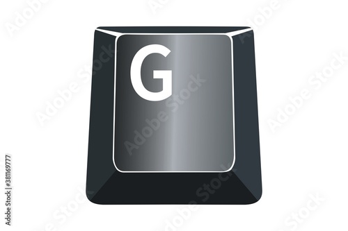 G key on computers keyboard with white background