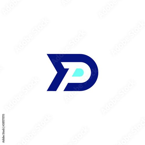 PD alphabet logo lineart P technologies vector icon illustrations
