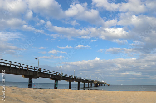 Pier Bansin from the beach on Usedom Baltic Sea © Denise