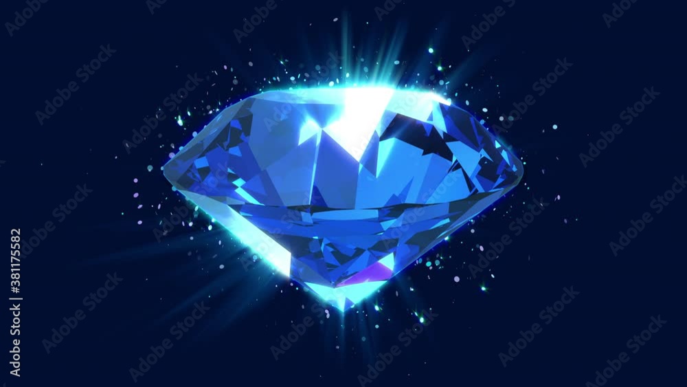 Sparkling blue round cut diamond rotating - Seamless loop 3D animation Sparkling blue round cut diamond rotating - Seamless loop 3D animation