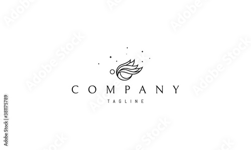Vector logo on which an abstract image of an angel on a background of stars.