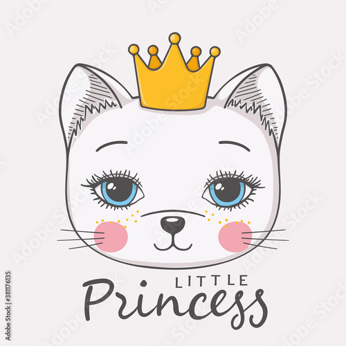 Princess. Cute cat girl with crown