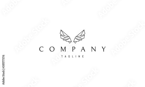 Vector logo on which an abstract image of wings in a polygonal style.