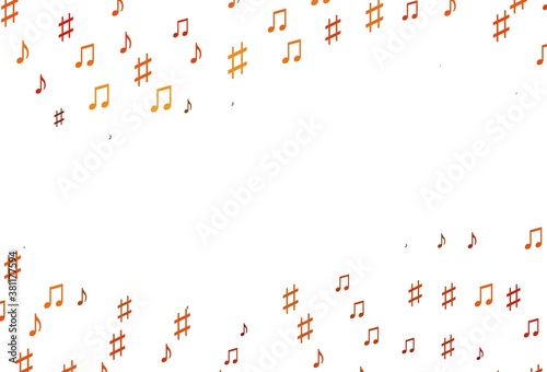 Light Orange vector background with music symbols.