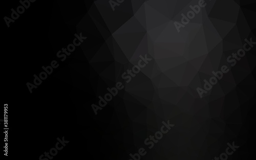 Dark Black vector low poly texture. Shining illustration, which consist of triangles. Template for a cell phone background.