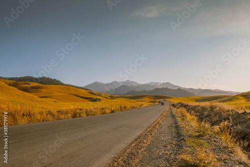 The road to the mountains of Kazakhstan