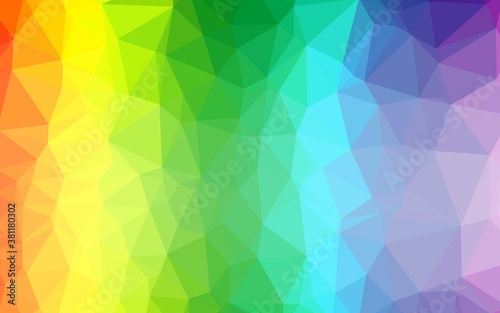 Light Multicolor, Rainbow vector polygonal background. Geometric illustration in Origami style with gradient. Brand new design for your business.
