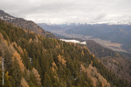 Hiking in the misty and dramatic Carpathian Mountain range in Romania, Eastern Europe