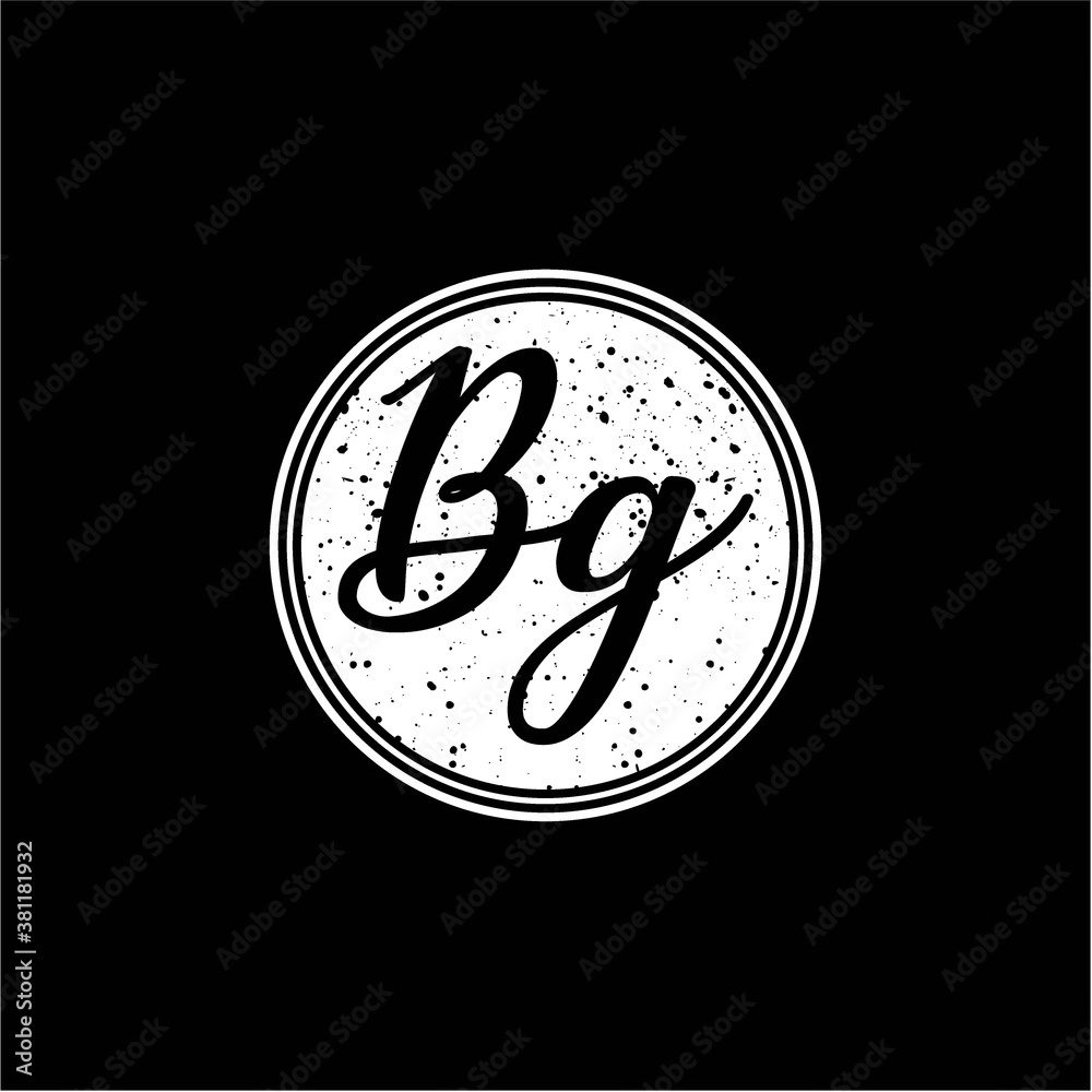 B G Initial Handwriting In Black and White Circle Frame Design