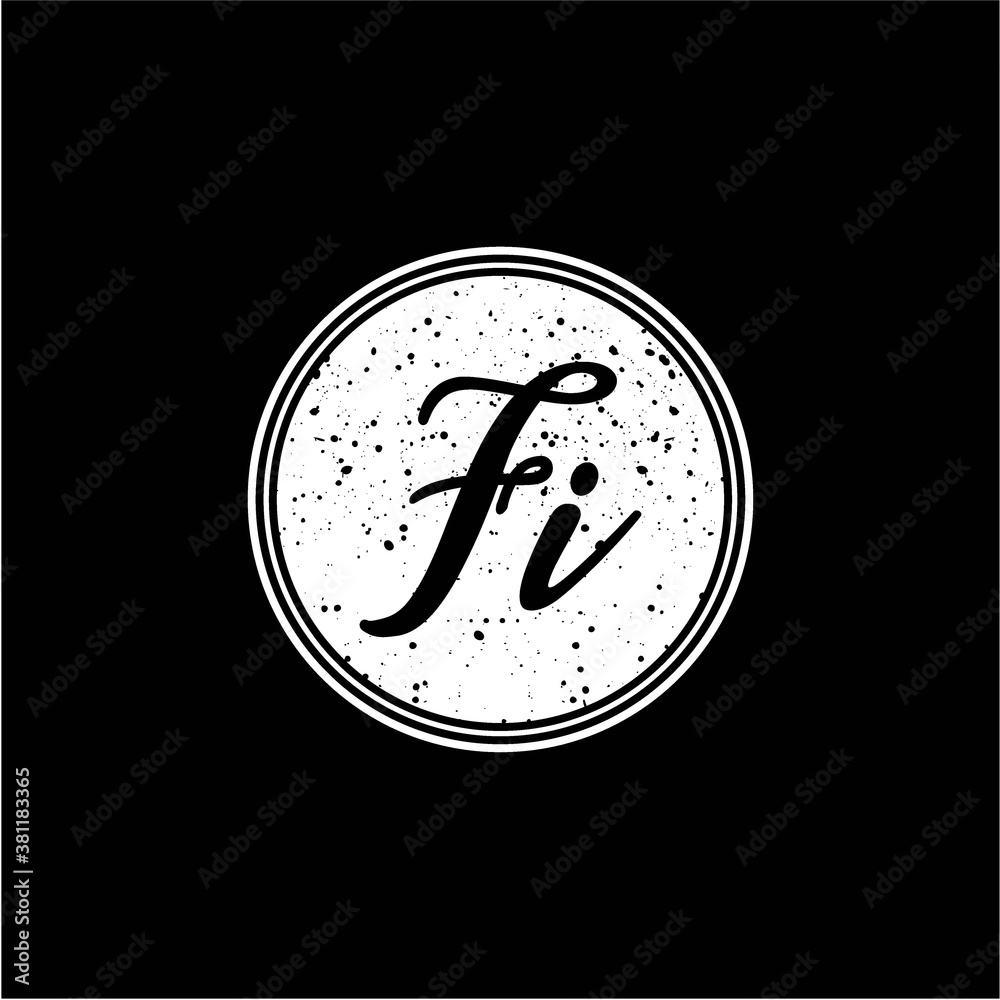 F I Initial Handwriting In Black and White Circle Frame Design F I Initial Handwriting In Black and White Circle Frame Design