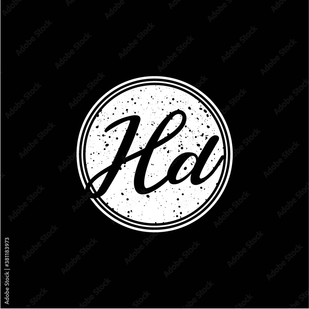 H D Initial Handwriting In Black and White Circle Frame Design H D Initial Handwriting In Black and White Circle Frame Design