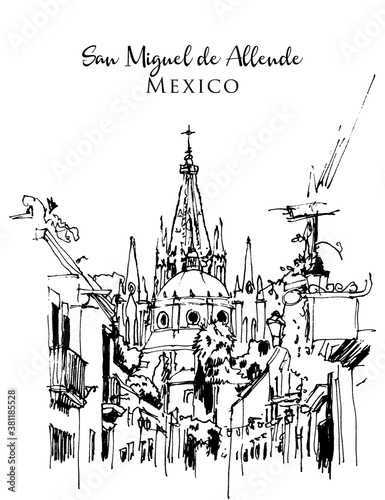 Obraz na płótnie Parroquia Archangel Church in Aldama Street, San Miguel de Allende, Mexico w salonie