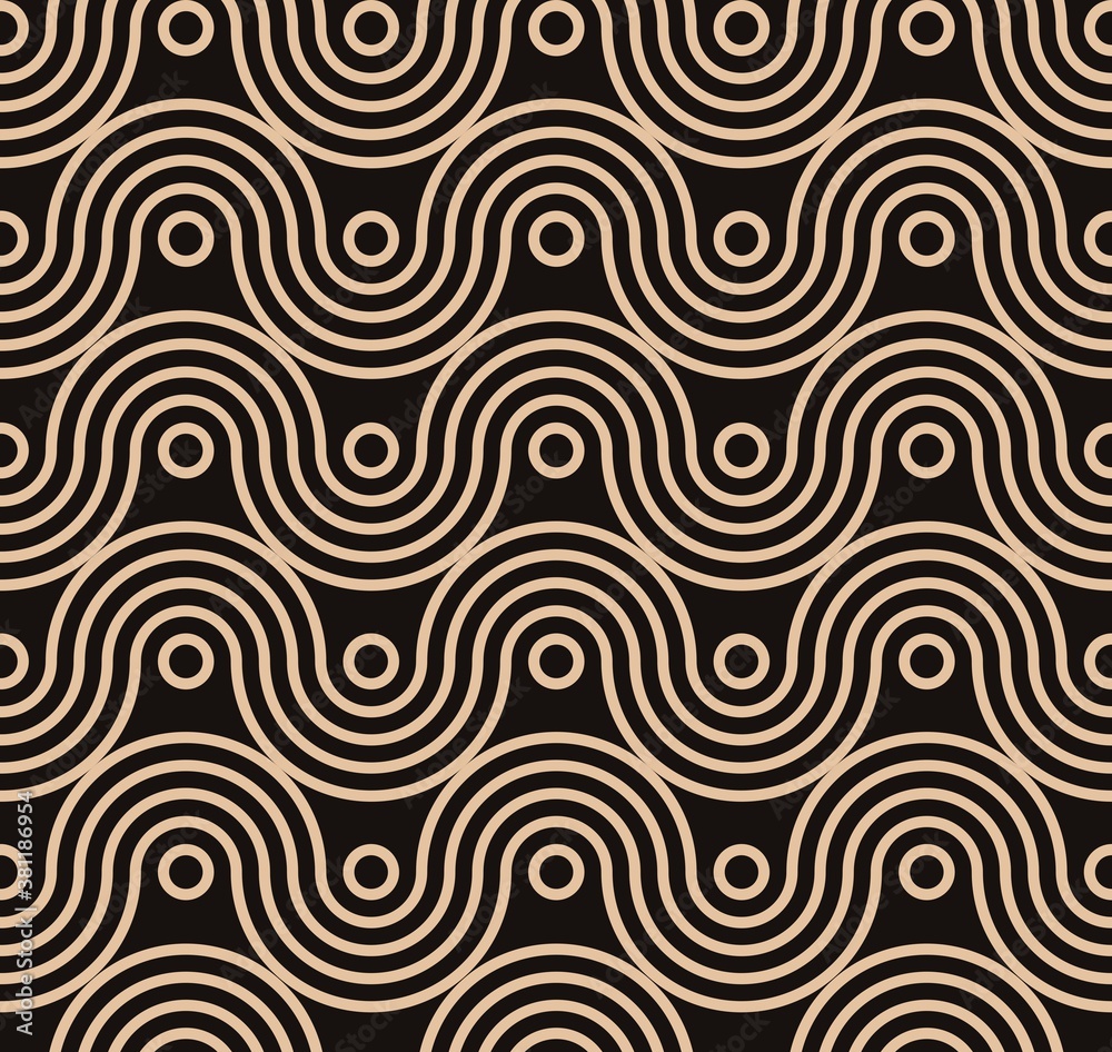 Wavy lines pattern design. Abstract circular batik motif. Elegant vector illustration background.