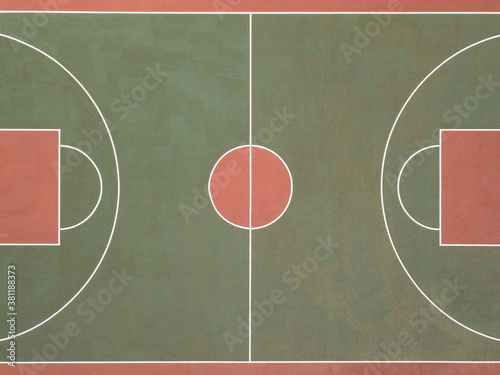 Aerial drone photography of a multiple function sprots ground for basketball, handball, football