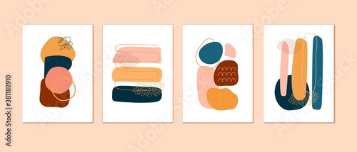 Set of cards, posters, backgrounds with abstract compositions. Contemporary art design.