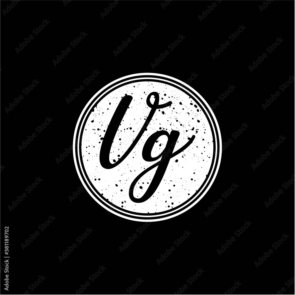 V G Initial Handwriting In Black and White Circle Frame Design V G Initial Handwriting In Black and White Circle Frame Design