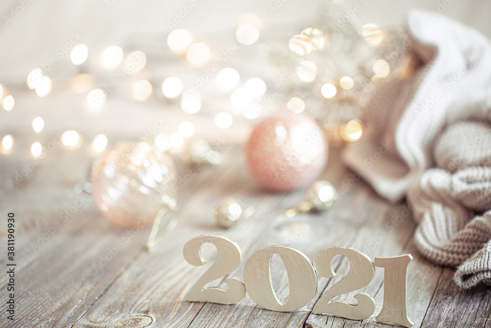 New year 2021 holiday background with new year decor New year 2021 holiday background with new year decor