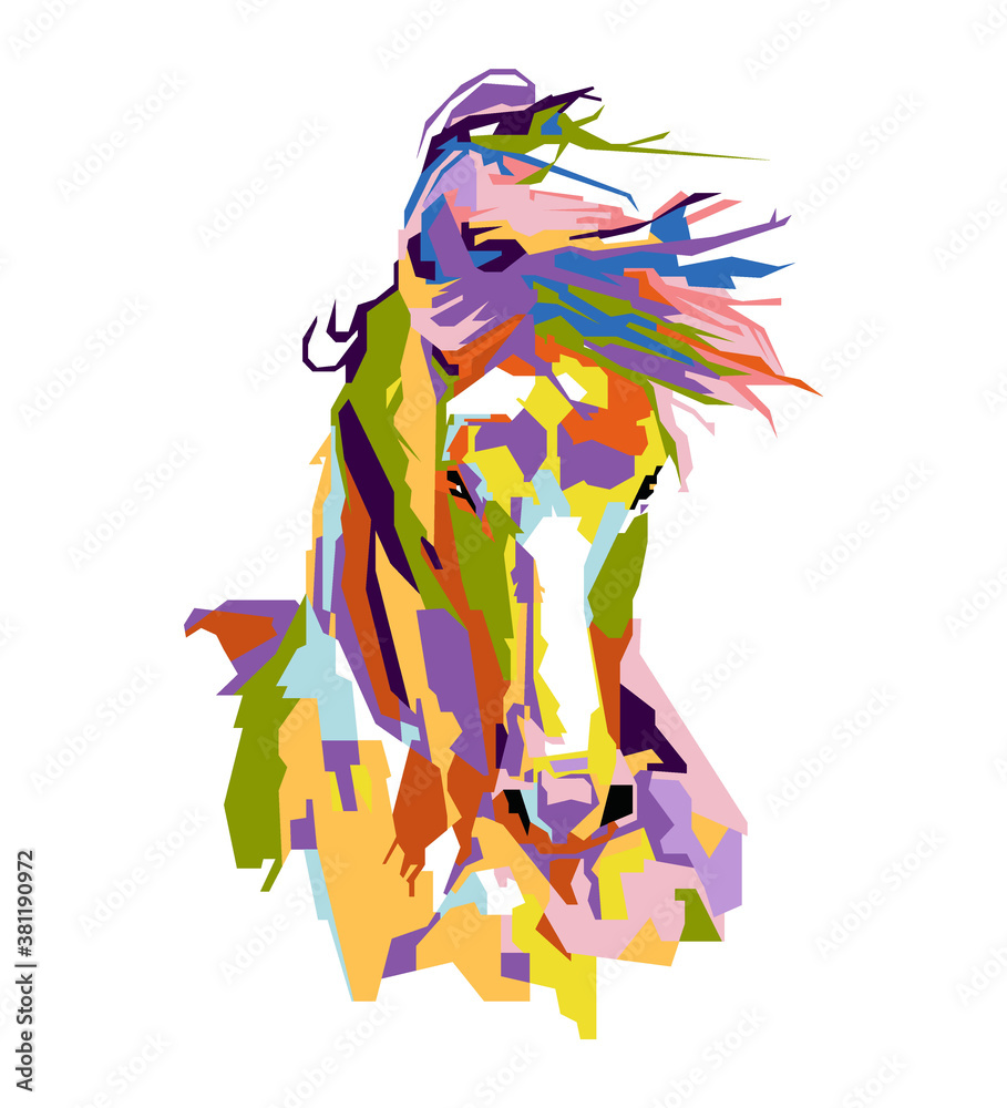 Fototapeta premium An abstract geometric head of horse.colorfull with wpap popart style.vector eps-10-editable.