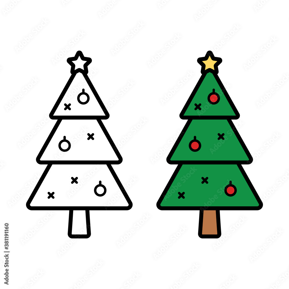Christmas tree icon on white background, vector illustration Christmas tree icon on white background, vector illustration