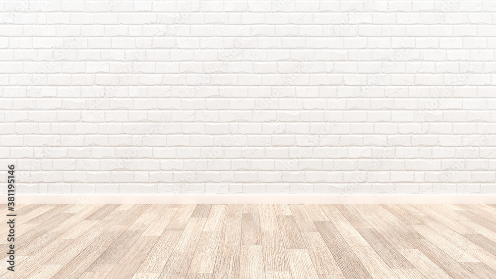 white empty room and wood parquet floor - Mock-up , interior design
