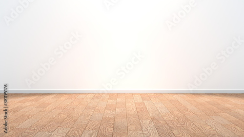 white empty room and wood parquet floor - Mock-up , interior design 