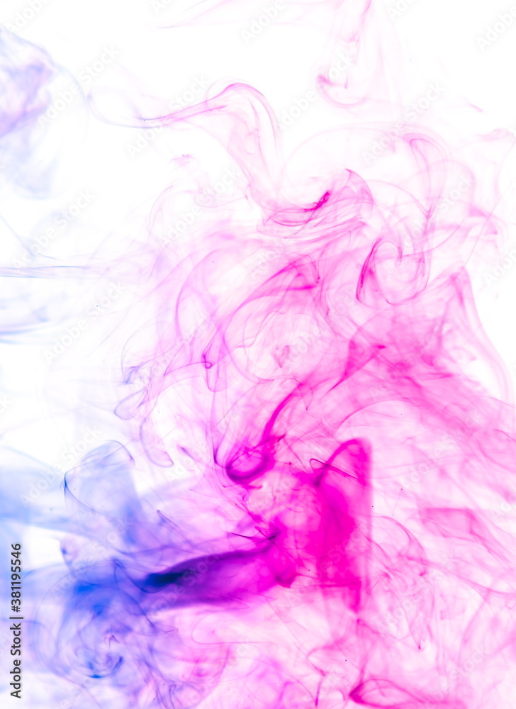 Colored smoke on white background