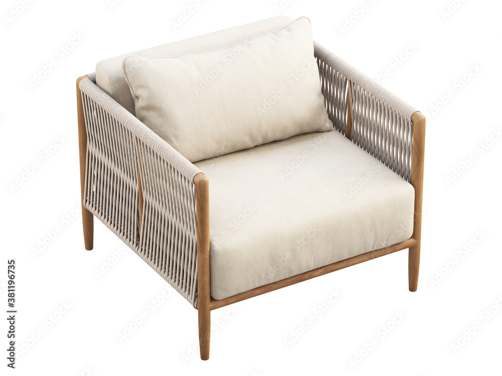 Light beige fabric lounge chair with pillow. 3d render Light beige fabric lounge chair with pillow. 3d render