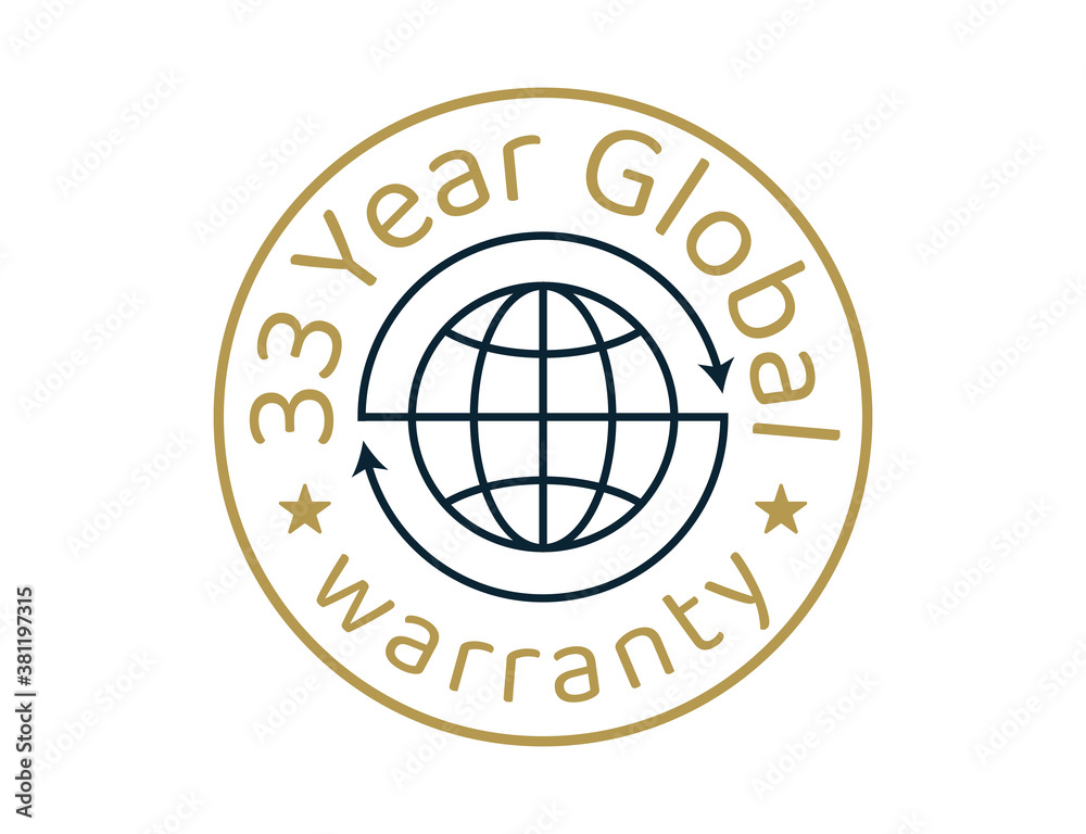 33 year global warranty images, 33 years worldwide warranty logos