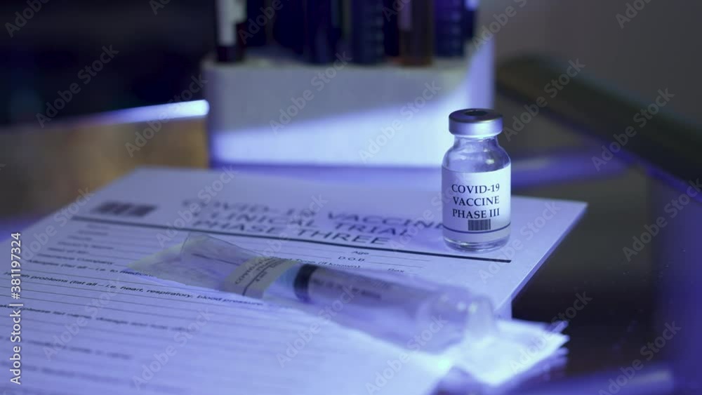 Scene track right past items to be used in executing a Phase III clinical trial for a vaccine for COVID19 coronavirus.