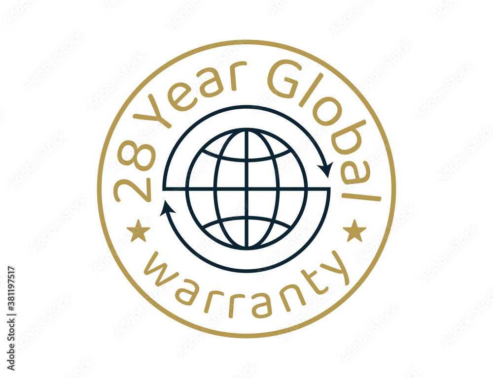 28 year global warranty images, 28 years worldwide warranty logos