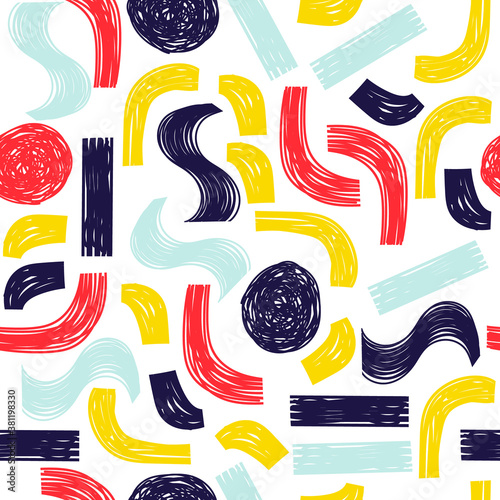 Abstract colorful seamless pattern. Funny print. Vector hand drawn illustration.